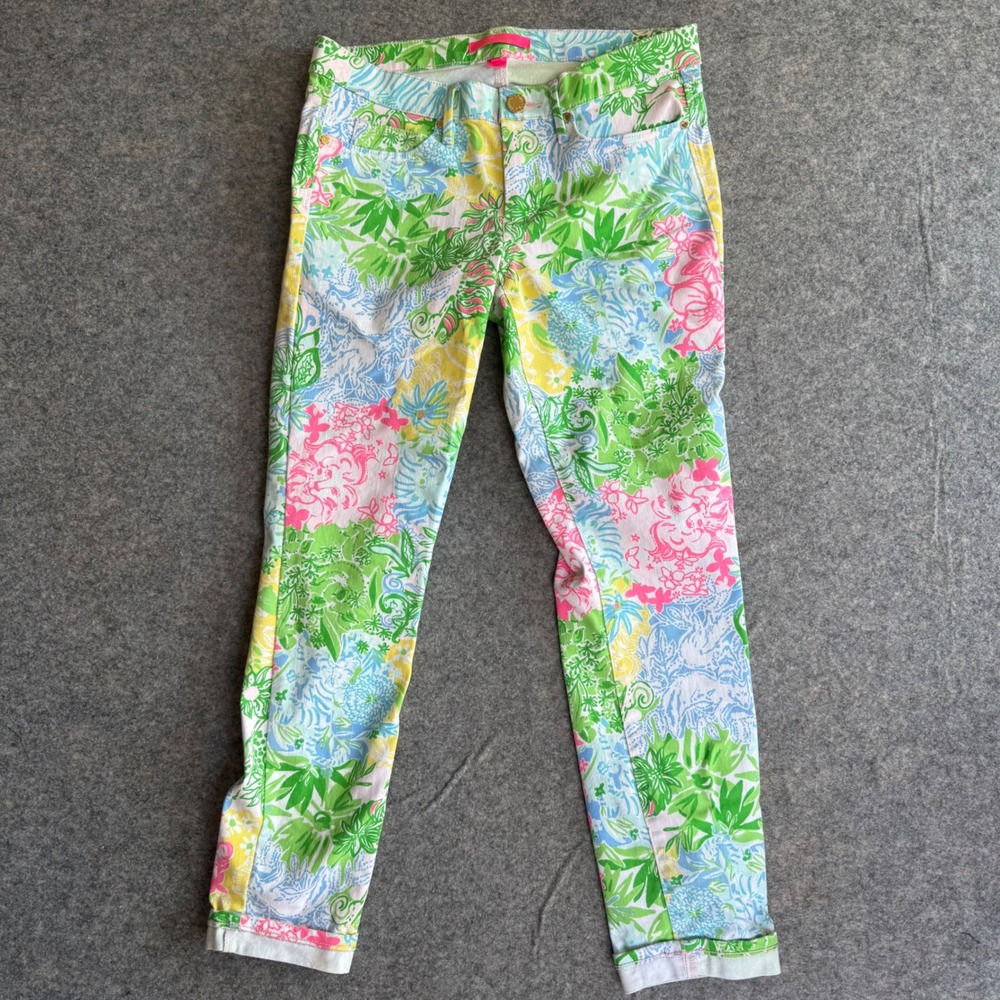 Lilly Pulitzer South Ocean 8 Crop Pants Floral Paisley Multi-Color Vacation
